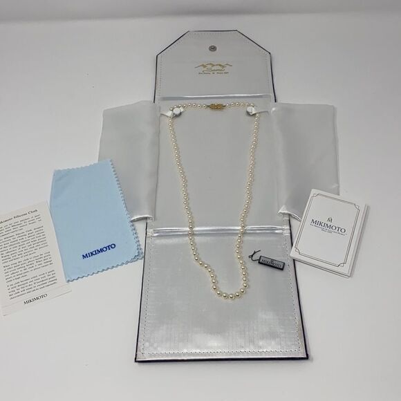 Authentic MIKIMOTO Pearl Strand Necklace 26" 18k Yellow Gold 5.5mm - 6mm - Picture 5 of 8